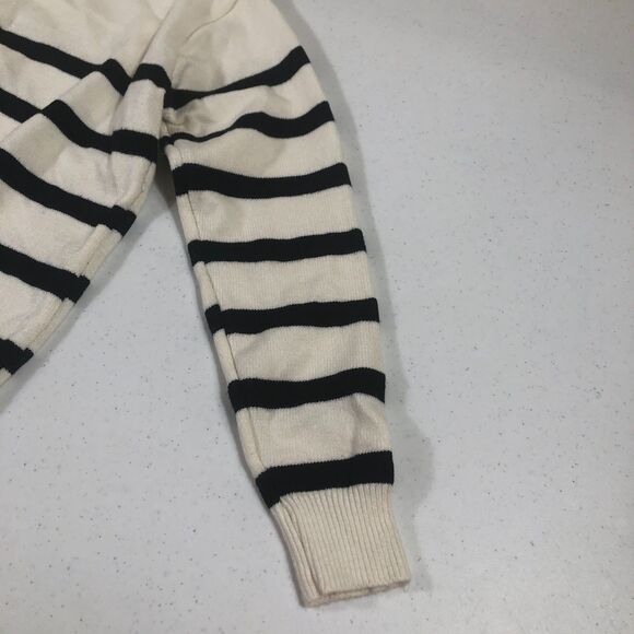 Nautical Long S Sweater Womens Cream Black Stripe Large Quiet Luxury Old Money - Picture 5 of 6